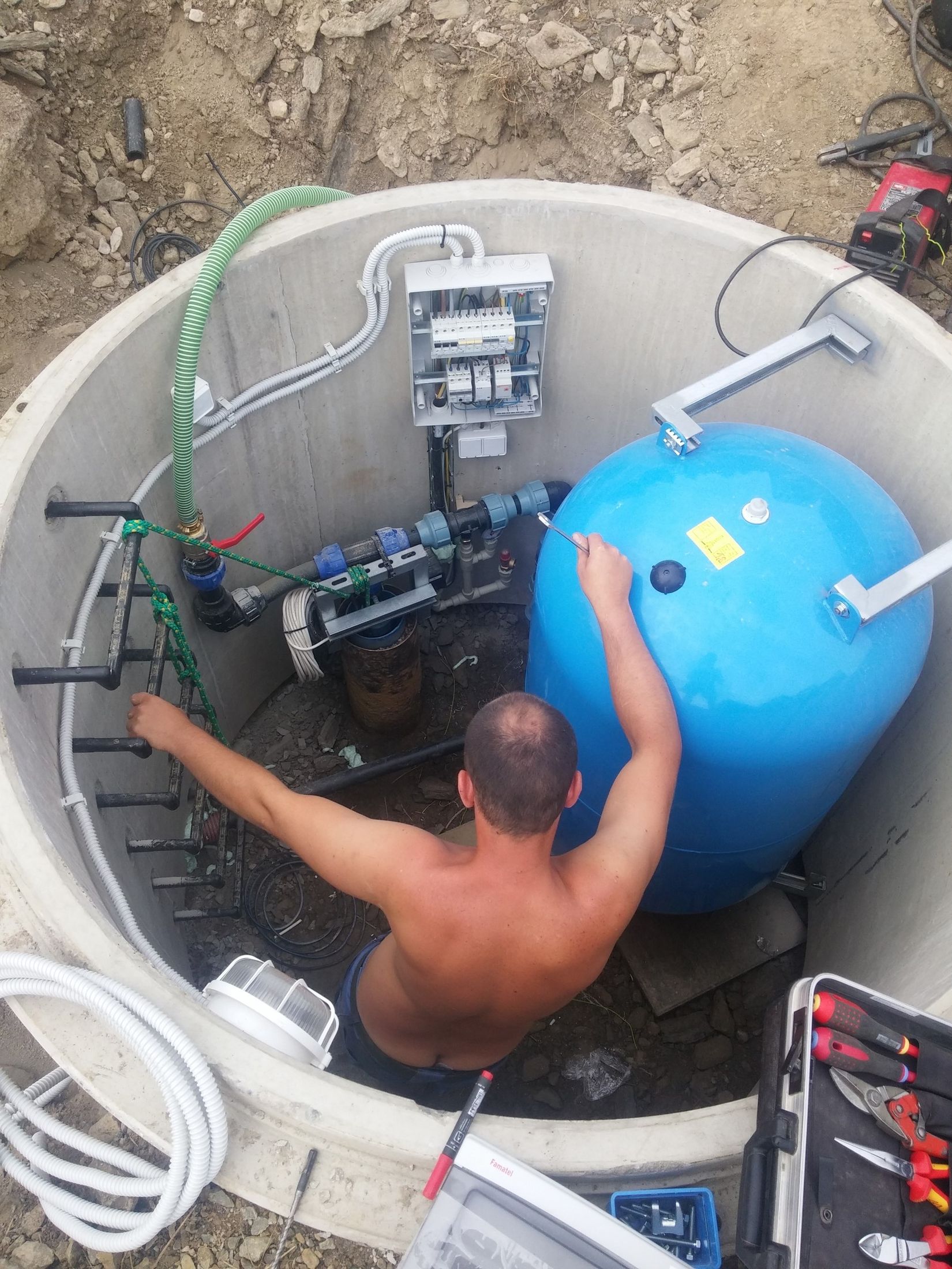 Zapojení technologie v šachtě